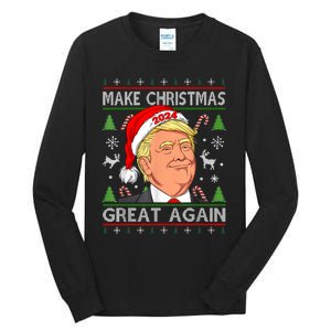 Funny Trump 2024 Make Christmas Great Again Ugly Sweater Tall Long Sleeve T-Shirt