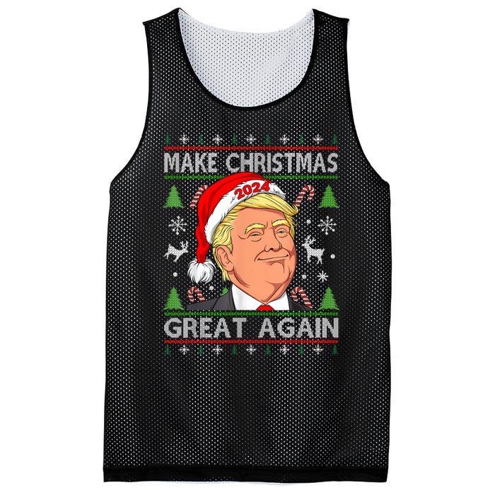 Funny Trump 2024 Make Christmas Great Again Ugly Sweater Mesh Reversible Basketball Jersey Tank