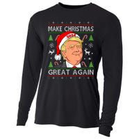 Funny Trump 2024 Make Christmas Great Again Ugly Sweater Cooling Performance Long Sleeve Crew