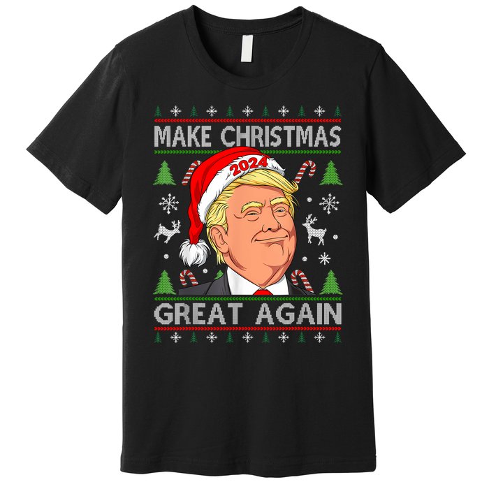 Funny Trump 2024 Make Christmas Great Again Ugly Sweater Premium T-Shirt