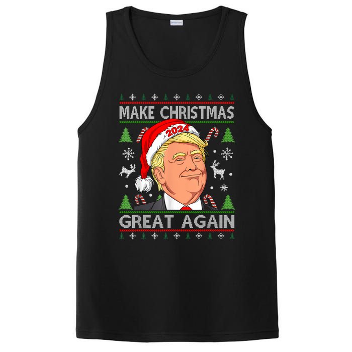 Funny Trump 2024 Make Christmas Great Again Ugly Sweater PosiCharge Competitor Tank