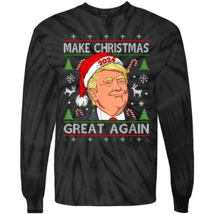 Funny Trump 2024 Make Christmas Great Again Ugly Sweater Tie-Dye Long Sleeve Shirt