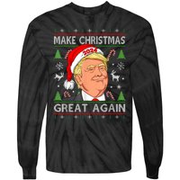 Funny Trump 2024 Make Christmas Great Again Ugly Sweater Tie-Dye Long Sleeve Shirt