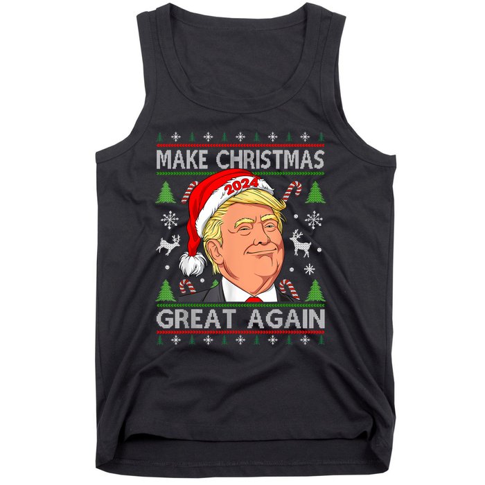 Funny Trump 2024 Make Christmas Great Again Ugly Sweater Tank Top