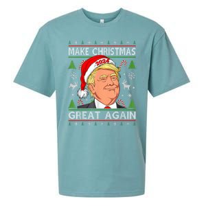 Funny Trump 2024 Make Christmas Great Again Ugly Sweater Sueded Cloud Jersey T-Shirt