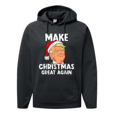 Funny Trump 2024 Make Christmas Great Again Ugly Sweater Performance Fleece Hoodie