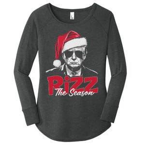 Funny Trump 2024 Xmas Trump Rizz The Season Santa Women's Perfect Tri Tunic Long Sleeve Shirt