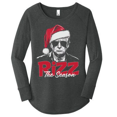 Funny Trump 2024 Xmas Trump Rizz The Season Santa Women's Perfect Tri Tunic Long Sleeve Shirt