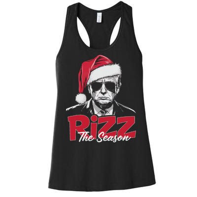 Funny Trump 2024 Xmas Trump Rizz The Season Santa Women's Racerback Tank