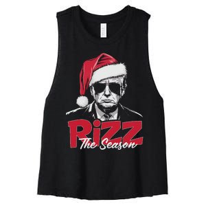 Funny Trump 2024 Xmas Trump Rizz The Season Santa Women's Racerback Cropped Tank