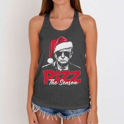 Funny Trump 2024 Xmas Trump Rizz The Season Santa Women's Knotted Racerback Tank