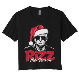 Funny Trump 2024 Xmas Trump Rizz The Season Santa Women's Crop Top Tee