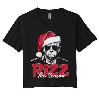 Funny Trump 2024 Xmas Trump Rizz The Season Santa Women's Crop Top Tee