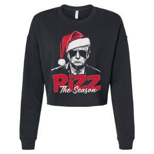 Funny Trump 2024 Xmas Trump Rizz The Season Santa Cropped Pullover Crew