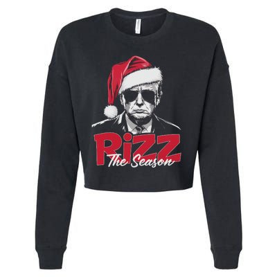 Funny Trump 2024 Xmas Trump Rizz The Season Santa Cropped Pullover Crew