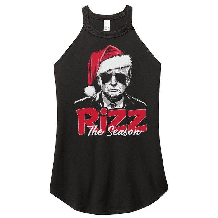 Funny Trump 2024 Xmas Trump Rizz The Season Santa Women's Perfect Tri Rocker Tank