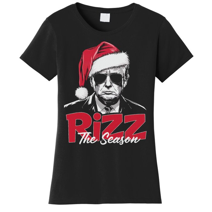 Funny Trump 2024 Xmas Trump Rizz The Season Santa Women's T-Shirt