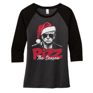 Funny Trump 2024 Xmas Trump Rizz The Season Santa Women's Tri-Blend 3/4-Sleeve Raglan Shirt