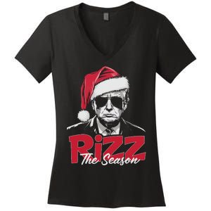 Funny Trump 2024 Xmas Trump Rizz The Season Santa Women's V-Neck T-Shirt