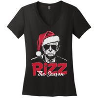 Funny Trump 2024 Xmas Trump Rizz The Season Santa Women's V-Neck T-Shirt