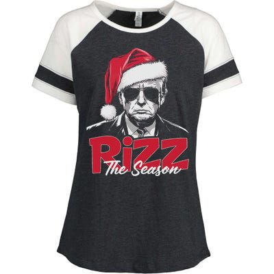 Funny Trump 2024 Xmas Trump Rizz The Season Santa Enza Ladies Jersey Colorblock Tee