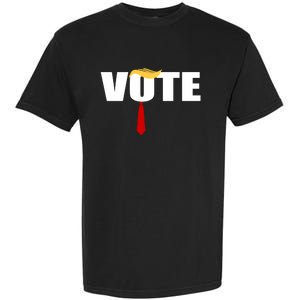 Funny Trump 2024 Vote With Trump Hair And Red Necktie Garment-Dyed Heavyweight T-Shirt