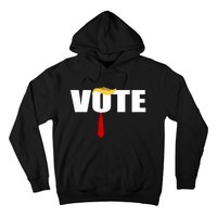 Funny Trump 2024 Vote With Trump Hair And Red Necktie Hoodie