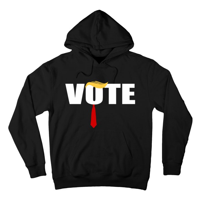 Funny Trump 2024 Vote With Trump Hair And Red Necktie Hoodie