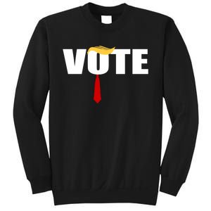 Funny Trump 2024 Vote With Trump Hair And Red Necktie Sweatshirt