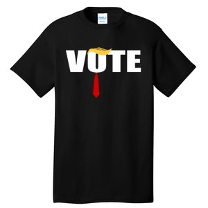 Funny Trump 2024 Vote With Trump Hair And Red Necktie Tall T-Shirt