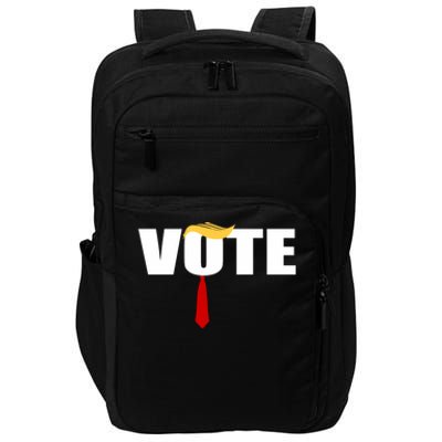 Funny Trump 2024 Vote With Trump Hair And Red Necktie Impact Tech Backpack