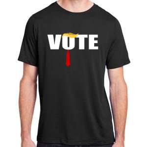 Funny Trump 2024 Vote With Trump Hair And Red Necktie Adult ChromaSoft Performance T-Shirt