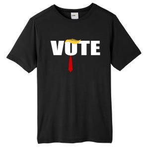 Funny Trump 2024 Vote With Trump Hair And Red Necktie Tall Fusion ChromaSoft Performance T-Shirt