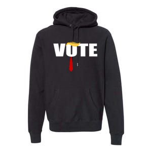 Funny Trump 2024 Vote With Trump Hair And Red Necktie Premium Hoodie