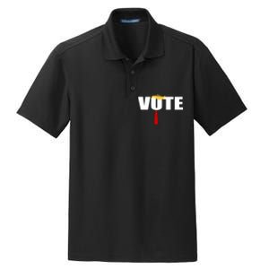 Funny Trump 2024 Vote With Trump Hair And Red Necktie Dry Zone Grid Polo