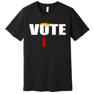 Funny Trump 2024 Vote With Trump Hair And Red Necktie Premium T-Shirt