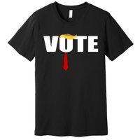 Funny Trump 2024 Vote With Trump Hair And Red Necktie Premium T-Shirt