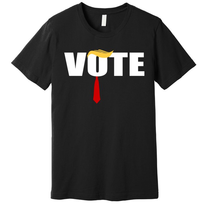 Funny Trump 2024 Vote With Trump Hair And Red Necktie Premium T-Shirt