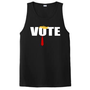 Funny Trump 2024 Vote With Trump Hair And Red Necktie PosiCharge Competitor Tank