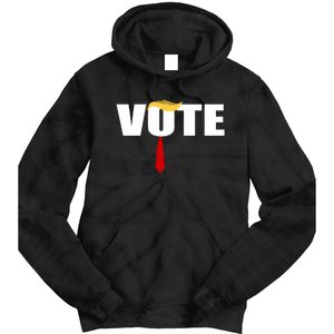 Funny Trump 2024 Vote With Trump Hair And Red Necktie Tie Dye Hoodie