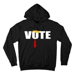 Funny Trump 2024 Vote With Trump Hair And Red Necktie Tall Hoodie