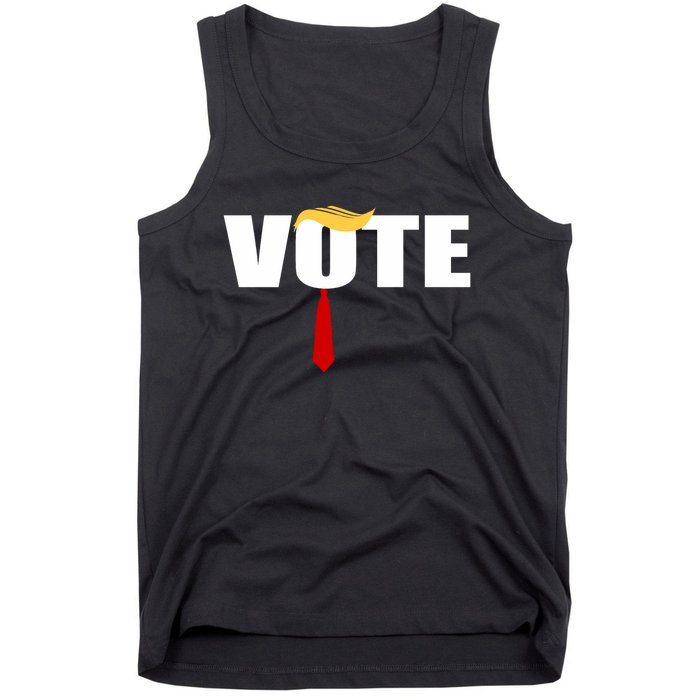 Funny Trump 2024 Vote With Trump Hair And Red Necktie Tank Top