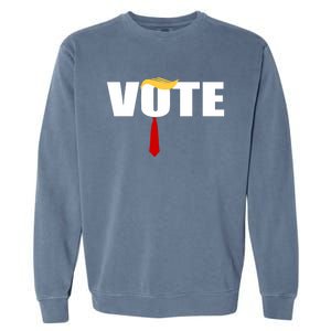 Funny Trump 2024 Vote With Trump Hair And Red Necktie Garment-Dyed Sweatshirt