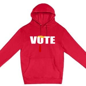 Funny Trump 2024 Vote With Trump Hair And Red Necktie Premium Pullover Hoodie