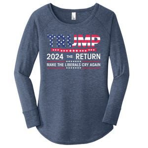 Funny Trump 2024 The Return Make Liberals Cry Again Election Great Gift Women's Perfect Tri Tunic Long Sleeve Shirt