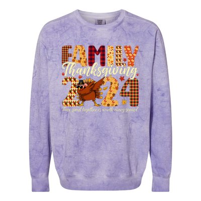 Family Thanksgiving 2024 Crew Dabbing Turkey Group Matching Colorblast Crewneck Sweatshirt