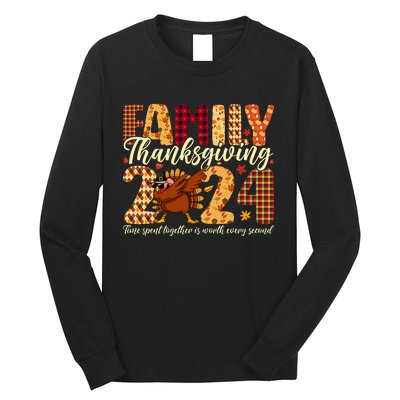 Family Thanksgiving 2024 Crew Dabbing Turkey Group Matching Long Sleeve Shirt