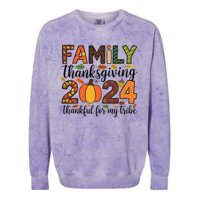 Family Thanksgiving 2024 Thankful For My Tribe Group Autumn Colorblast Crewneck Sweatshirt