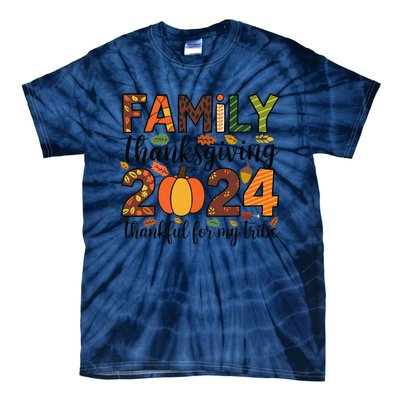 Family Thanksgiving 2024 Thankful For My Tribe Group Autumn Tie-Dye T-Shirt