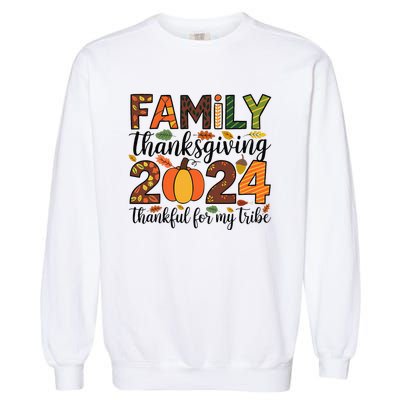 Family Thanksgiving 2024 Thankful For My Tribe Group Autumn Garment-Dyed Sweatshirt